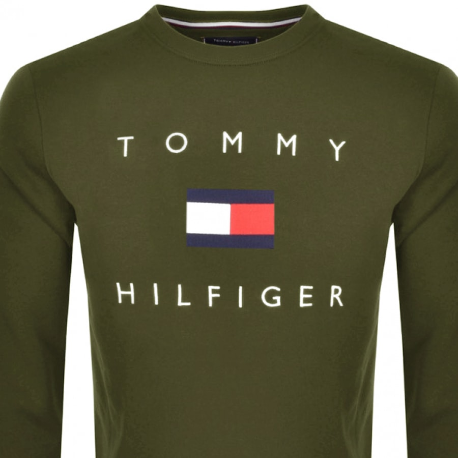 Alternative Image for ProductTommy Hilfiger Flag Crew Neck Sweatshirt Khaki2